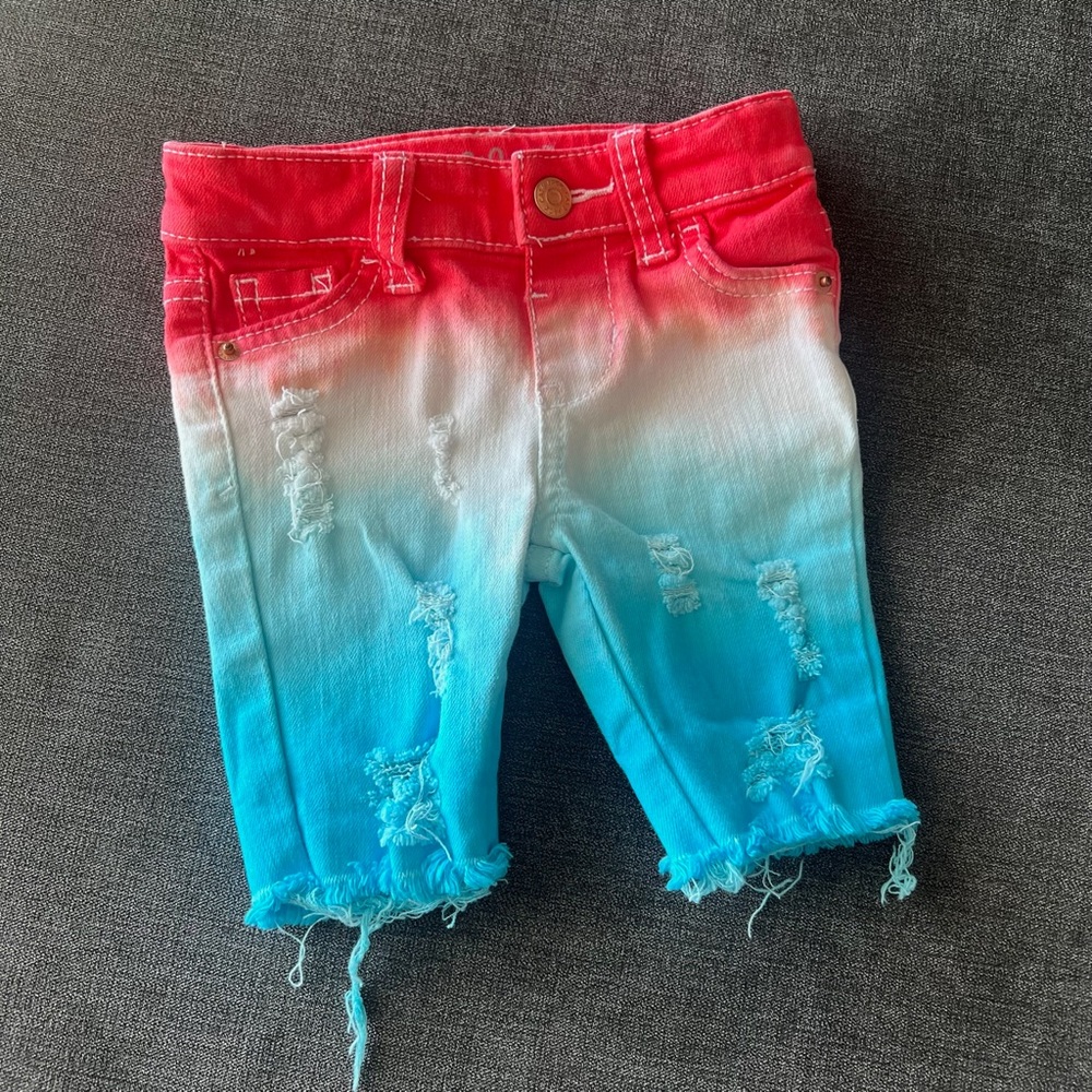 Small Shop HC Ut-Oh Kids Ombre Distressed ShortsRed White Blue size 9-12 months